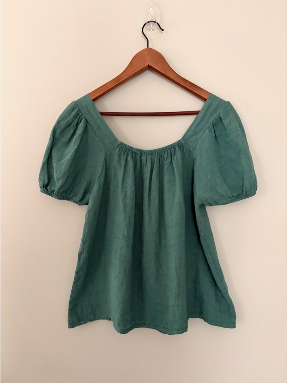 Linen Italian Made Blouse Top by Bellambra Green Breathable NWT Women’s Large - Picture 4 of 15